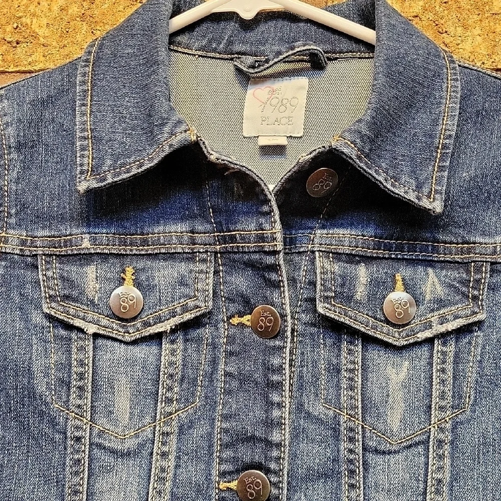 The Children's Place Blue Denim Jacket Size 10/12 Cotton Stretch